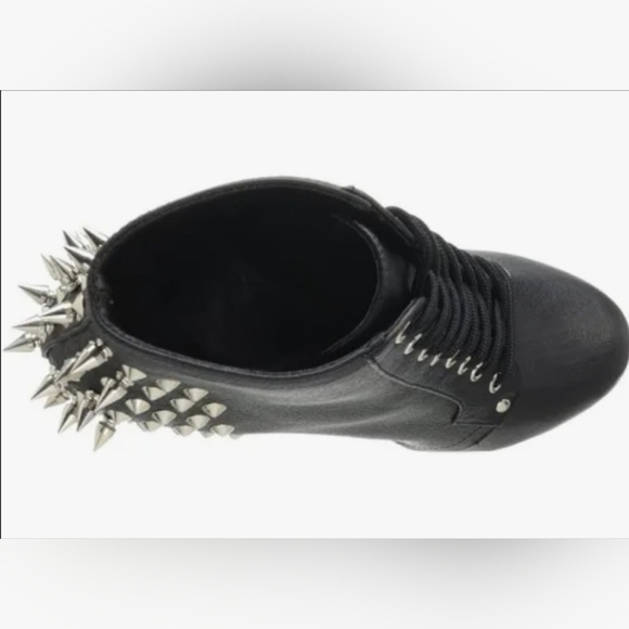 Pleaser Black Spiked Leather Stilettos - Picture 3 of 16